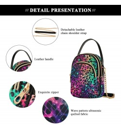 Small Crossbody Bags for Women Colorful Starry Sky Leopard Pattern Cell Phone Purse Wallet Lightweight Shoulder Handbag for L...