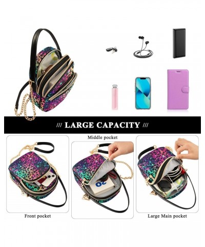 Small Crossbody Bags for Women Colorful Starry Sky Leopard Pattern Cell Phone Purse Wallet Lightweight Shoulder Handbag for L...