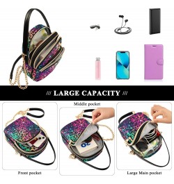 Small Crossbody Bags for Women Colorful Starry Sky Leopard Pattern Cell Phone Purse Wallet Lightweight Shoulder Handbag for L...