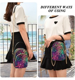 Small Crossbody Bags for Women Colorful Starry Sky Leopard Pattern Cell Phone Purse Wallet Lightweight Shoulder Handbag for L...