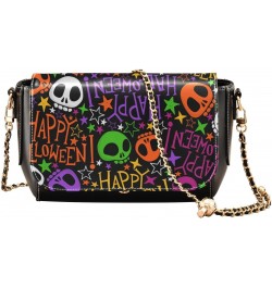 Festive Halloween Skulls PU Leather Crossbody Handbag for Women Shoulder Purse with Adjustable Metal Chain Waterproof Shoulde...