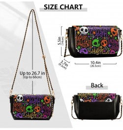 Festive Halloween Skulls PU Leather Crossbody Handbag for Women Shoulder Purse with Adjustable Metal Chain Waterproof Shoulde...