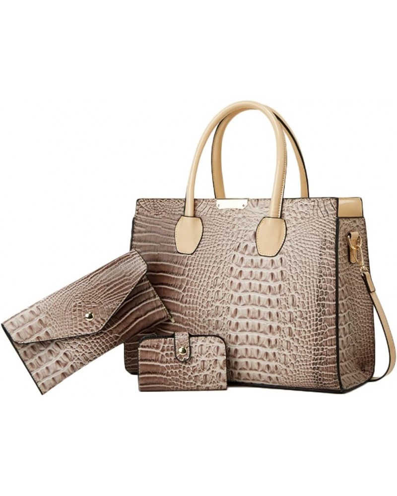 Tote Top-handle Handbags Patent PU Leather Women Purse Satchel Crocodile Pattern Shoulder Crossbody Bag Khaki C $20.67 Totes