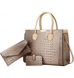 Tote Top-handle Handbags Patent PU Leather Women Purse Satchel Crocodile Pattern Shoulder Crossbody Bag Khaki C $20.67 Totes