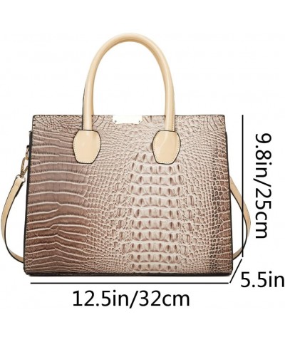 Tote Top-handle Handbags Patent PU Leather Women Purse Satchel Crocodile Pattern Shoulder Crossbody Bag Khaki C $20.67 Totes