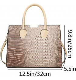 Tote Top-handle Handbags Patent PU Leather Women Purse Satchel Crocodile Pattern Shoulder Crossbody Bag Khaki C $20.67 Totes