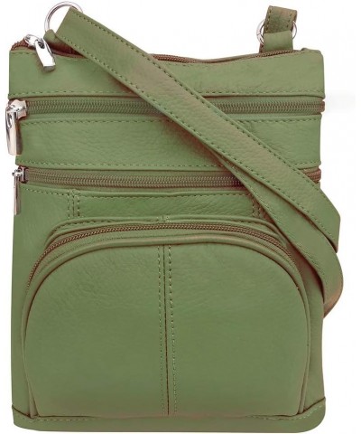 SILVERFEVER Genuine Leather Organizer Handbag Cross Body - Shoulder Travel Bag Olive Dk $22.06 Shoulder Bags