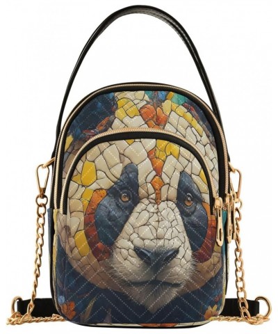 Creative Panda Crossbody Bags for Women Quilted Shoulder Bag Handbag with Chain Strap Mosaic Artistic Trendy Cross Body Cell ...