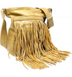 Leather Fringe Hobo Crossbody Bag For Women Tan $38.50 Hobo Bags