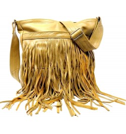 Leather Fringe Hobo Crossbody Bag For Women Tan $38.50 Hobo Bags