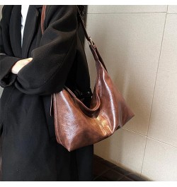 Vintage Shoulder Bag, Adjustable Strap Women Pu Leather Satchel Handbag Purse for Daily Dark Brown $9.27 Shoulder Bags