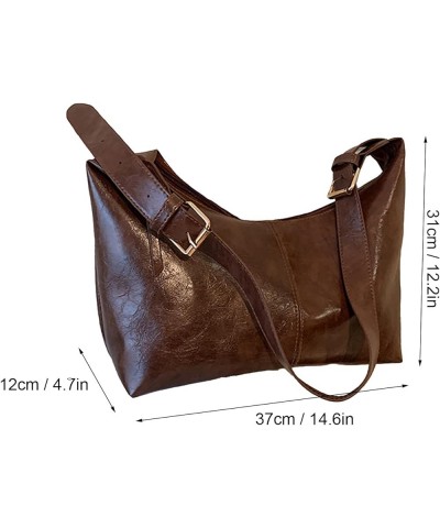 Vintage Shoulder Bag, Adjustable Strap Women Pu Leather Satchel Handbag Purse for Daily Dark Brown $9.27 Shoulder Bags