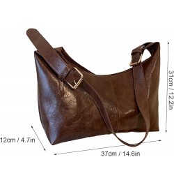 Vintage Shoulder Bag, Adjustable Strap Women Pu Leather Satchel Handbag Purse for Daily Dark Brown $9.27 Shoulder Bags