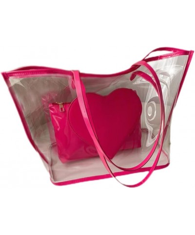 Large Candy Polka Color Clear Shoulder Bag 2 IN 1 Beach Totes Transparent Handbags With Interior Pocket For Women S9-pink $10...