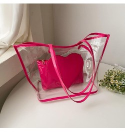 Large Candy Polka Color Clear Shoulder Bag 2 IN 1 Beach Totes Transparent Handbags With Interior Pocket For Women S9-pink $10...