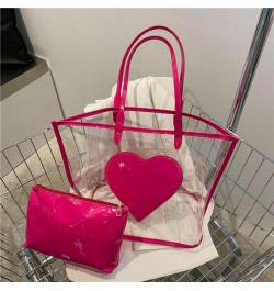 Large Candy Polka Color Clear Shoulder Bag 2 IN 1 Beach Totes Transparent Handbags With Interior Pocket For Women S9-pink $10...