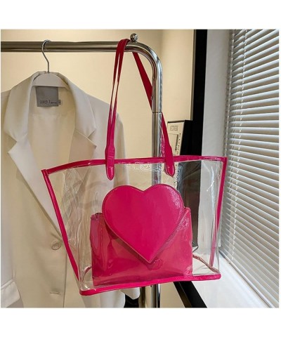 Large Candy Polka Color Clear Shoulder Bag 2 IN 1 Beach Totes Transparent Handbags With Interior Pocket For Women S9-pink $10...