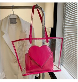 Large Candy Polka Color Clear Shoulder Bag 2 IN 1 Beach Totes Transparent Handbags With Interior Pocket For Women S9-pink $10...