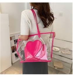 Large Candy Polka Color Clear Shoulder Bag 2 IN 1 Beach Totes Transparent Handbags With Interior Pocket For Women S9-pink $10...