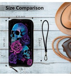 Women's Clutch Purse with Wrist Strap, Slim PU Leather Cell Phone Wallet Large Capacity Zipper Handbag Long Purse Credit Card...