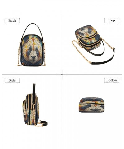 Creative Panda Crossbody Bags for Women Quilted Shoulder Bag Handbag with Chain Strap Mosaic Artistic Trendy Cross Body Cell ...