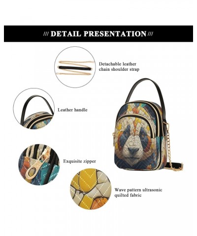 Creative Panda Crossbody Bags for Women Quilted Shoulder Bag Handbag with Chain Strap Mosaic Artistic Trendy Cross Body Cell ...