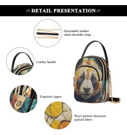 Creative Panda Crossbody Bags for Women Quilted Shoulder Bag Handbag with Chain Strap Mosaic Artistic Trendy Cross Body Cell ...