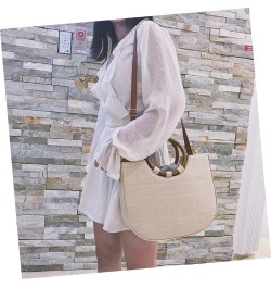 Womens Straw Handbag Khaki Handbag Bag Crossbody Bag for Women Beach Straw Bag Travel Purses for Women White $18.23 Crossbody...