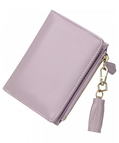 Small Wallets for Women Bifold Slim Coin Purse Zipper ID Card Holder A - Smooth PU Purple $10.19 Wallets