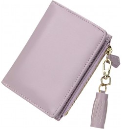 Small Wallets for Women Bifold Slim Coin Purse Zipper ID Card Holder A - Smooth PU Purple $10.19 Wallets