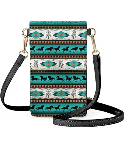 Women's Shoulder Bag for Women Girls Cell Phone Crossbody Bag Leather Wallet Purse Pouch Mini Satchel Tribal Horse Turquoise ...