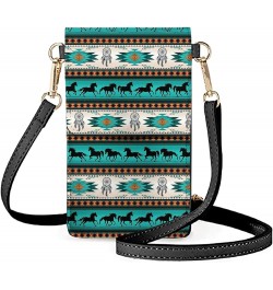 Women's Shoulder Bag for Women Girls Cell Phone Crossbody Bag Leather Wallet Purse Pouch Mini Satchel Tribal Horse Turquoise ...