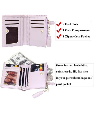 Small Wallets for Women Bifold Slim Coin Purse Zipper ID Card Holder A - Smooth PU Purple $10.19 Wallets