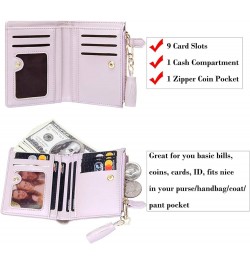 Small Wallets for Women Bifold Slim Coin Purse Zipper ID Card Holder A - Smooth PU Purple $10.19 Wallets