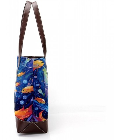 Shark Canvas Leather Mix Handbag - 13.3x4.7x12.2 in - Durable and Stylish Women's Shoulder Bag $26.87 Shoulder Bags