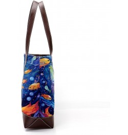 Shark Canvas Leather Mix Handbag - 13.3x4.7x12.2 in - Durable and Stylish Women's Shoulder Bag $26.87 Shoulder Bags