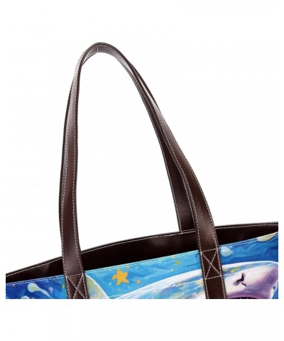 Shark Canvas Leather Mix Handbag - 13.3x4.7x12.2 in - Durable and Stylish Women's Shoulder Bag $26.87 Shoulder Bags