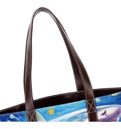 Shark Canvas Leather Mix Handbag - 13.3x4.7x12.2 in - Durable and Stylish Women's Shoulder Bag $26.87 Shoulder Bags