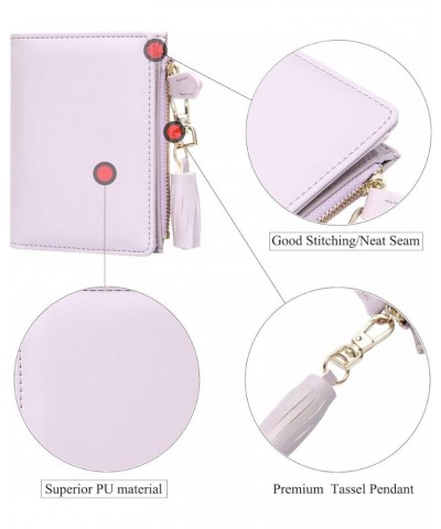 Small Wallets for Women Bifold Slim Coin Purse Zipper ID Card Holder A - Smooth PU Purple $10.19 Wallets