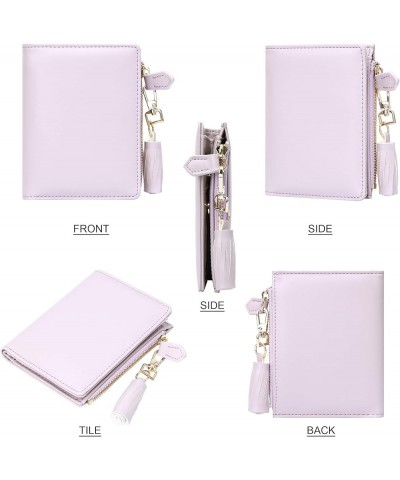 Small Wallets for Women Bifold Slim Coin Purse Zipper ID Card Holder A - Smooth PU Purple $10.19 Wallets