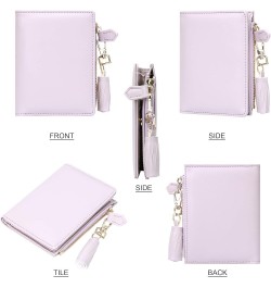 Small Wallets for Women Bifold Slim Coin Purse Zipper ID Card Holder A - Smooth PU Purple $10.19 Wallets