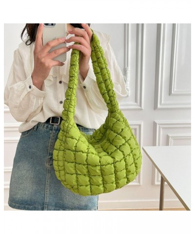 Puffy Bag Cute Quilted Bags Crescent Shoulder Purse Womens Handbags Puffer Tote Bag for Women (Beige) Sage Green $15.53 Totes