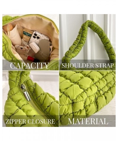 Puffy Bag Cute Quilted Bags Crescent Shoulder Purse Womens Handbags Puffer Tote Bag for Women (Beige) Sage Green $15.53 Totes