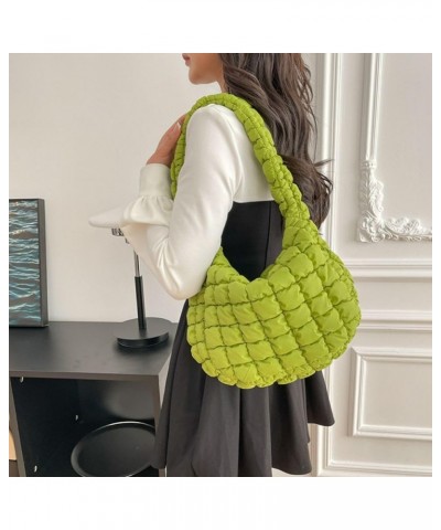 Puffy Bag Cute Quilted Bags Crescent Shoulder Purse Womens Handbags Puffer Tote Bag for Women (Beige) Sage Green $15.53 Totes