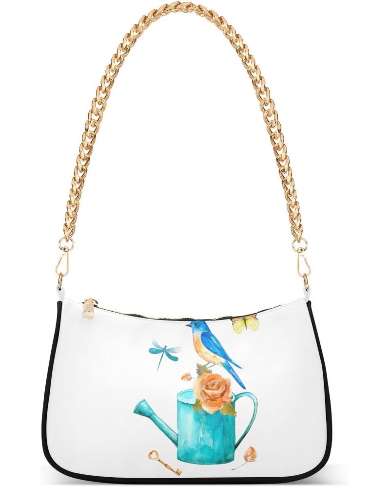 Watercolor Butterfly Shoulder Bag for Women Chain Handbags with Zipper Womens Tote Chain Bag $12.60 Shoulder Bags