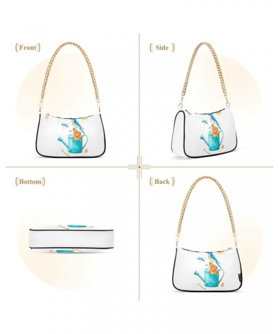 Watercolor Butterfly Shoulder Bag for Women Chain Handbags with Zipper Womens Tote Chain Bag $12.60 Shoulder Bags