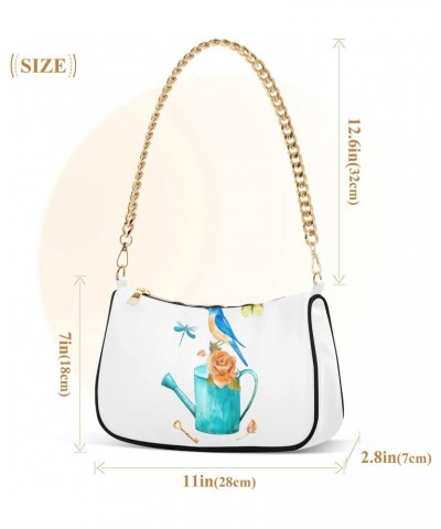 Watercolor Butterfly Shoulder Bag for Women Chain Handbags with Zipper Womens Tote Chain Bag $12.60 Shoulder Bags