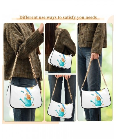 Watercolor Butterfly Shoulder Bag for Women Chain Handbags with Zipper Womens Tote Chain Bag $12.60 Shoulder Bags