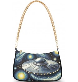 Regatta Painting Claude Monet Womens Purse Hobo Party Clutch Womens Trendy Handbags Chain over Shoulder Purse Ufo in Starry N...