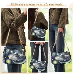 Regatta Painting Claude Monet Womens Purse Hobo Party Clutch Womens Trendy Handbags Chain over Shoulder Purse Ufo in Starry N...